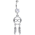 Clear Cubic Zirconia Infinity Dreamcatcher Dangle Belly Ring