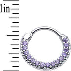 16G 3/8 Tanzanite CZ Ring of Brilliance Septum Clicker