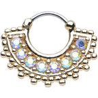 16G 3/8 Aurora CZ Gold IP Tribal Queen Septum Clicker