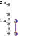Front Gem Rainbow Anodized Titanium Nipple Barbell Set
