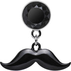 4G Black Dangling Mustache Steel Plug