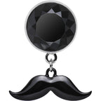 1/2 Black Dangling Mustache Steel Plug