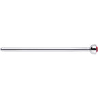 20G 3/4 Red CZ Steel Straight Fishtail Nose Ring 2mm