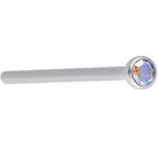 18G 3/4 Aurora CZ Steel Straight Fishtail Nose Ring 2mm