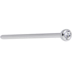 18G 3/4 Clear CZ Steel Straight Fishtail Nose Ring 2.5mm