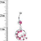 Pink Gem Wreath and Butterfly Dangle Belly Ring