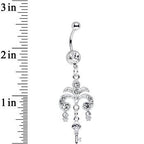 Clear Gem Foliage Fountain Glamour Key Dangle Belly Ring