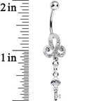 Clear Gem Sparkling Clover Glamour Key Dangle Belly Ring