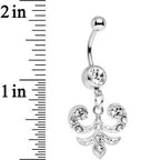 Clear Gem Elaborate French Swirls Dangle Belly Ring