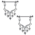 Clear Gem Victorian Vision Dangle Nipple Ring Set