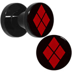 4G Black Acrylic Licensed Harley Quinn Logo Screw Fit Plug Set