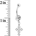 Clear Gem Ultra Mod Diamond Cross Dangle Belly Ring