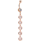 Clear CZ Gold Plated Skinny Line Drop Dangle Belly Ring