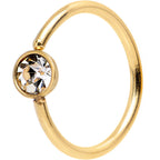 20G 5/16 Gold IP Stainless Steel Bright Clear Gem Nose Hoop
