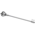 14G 925 Sterling Silver Clear Heart Key Industrial Barbell 32mm