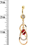Clear Gem Gold Plated Infinity Double Teardrop Dangle Belly Ring
