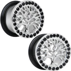 9/16 Black Gem Stainless Steel Single Flare Tree of Life Plug Set