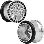 9/16 Black Gem Stainless Steel Single Flare Tree of Life Plug Set