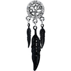 0G Clear Gem Steel Single Flare Tree of Life Dangle Plug Set