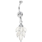 Clear Gem White Elegant Chandlier Dangle Belly Ring