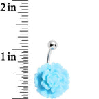 Aqua Gerbera Flower Belly Ring