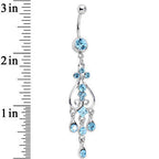 Aqua Gem Inverted Heart Dangle Belly Ring