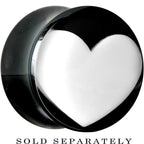 9/16 Black Acrylic White Heart Saddle Plug