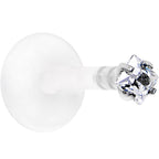 16G 5/16 925 Sterling Silver Bioplast Clear 2mm CZ Labret Monroe