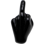 14G 5/8 Black Acrylic Flip the Middle Finger Barbell Tongue Ring