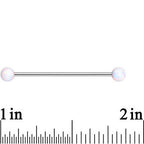 316L Stainless Steel White Faux Opal Ended Industrial Barbell 35mm