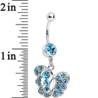 Blue Gem Fancy Butterfly Dangle Belly Ring