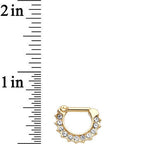 14G Gold Plated Golden Royal Parade Clear Gem Septum Clicker