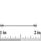 Double Gem Stainless Steel Industrial Barbell 38mm
