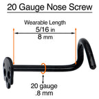 Black Anodized Titanium Skull Nose Ring