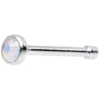 Stainless Steel 2mm White Imitation Opalite Stone Nose Bone