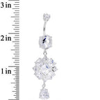 925 SilverClear CZ Pretty Princess Dangle Belly Ring