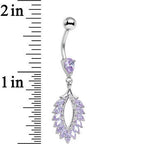 Lilac CZ Gem Light as a Feather Dangle Belly Ring