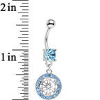 Blue Gem Wear Me Out Woven Pattern Dangle Belly Ring