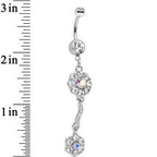 Clear Gem Double Trouble Flower Dangle Belly Ring