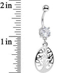Clear Gem Teardrop Tree Silhouette Dangle Belly Ring