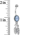 Light Blue Santa Fe Double Feather Dangle Belly Ring