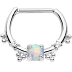 16G Clear Gem Iridescent Imitation Opal Simple Septum Clicker