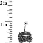 Top-hat Skull and Laurels Bottom Charm Belly Ring