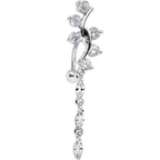 Clear Gem Swirl Teardrop Top Mount Dangle Belly Ring