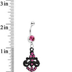 Pink Czech Stone Black Baroque Empress Dangle Belly Ring
