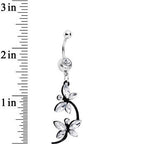 Clear Czech Stone Black Double Dragonfly Dangle Belly Ring