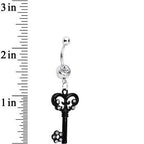 Clear Czech Stone Black Victorian Antique Key Dangle Belly Ring