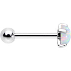 18G 5/16 Steel 5mm White Synthetic Opal Prong Set Cartilage