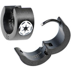 Licensed Black PVD Star Wars Imperial Crest Hoop Huggy Earrings