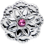 16G 1/4 Pink Gem Steel Mandala Flower Tragus Cartilage Earring
